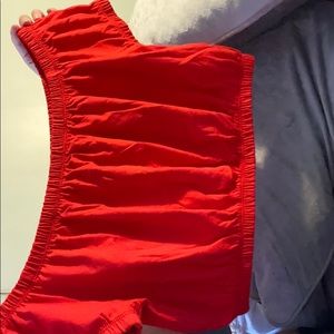 Red off the shoulder crop top